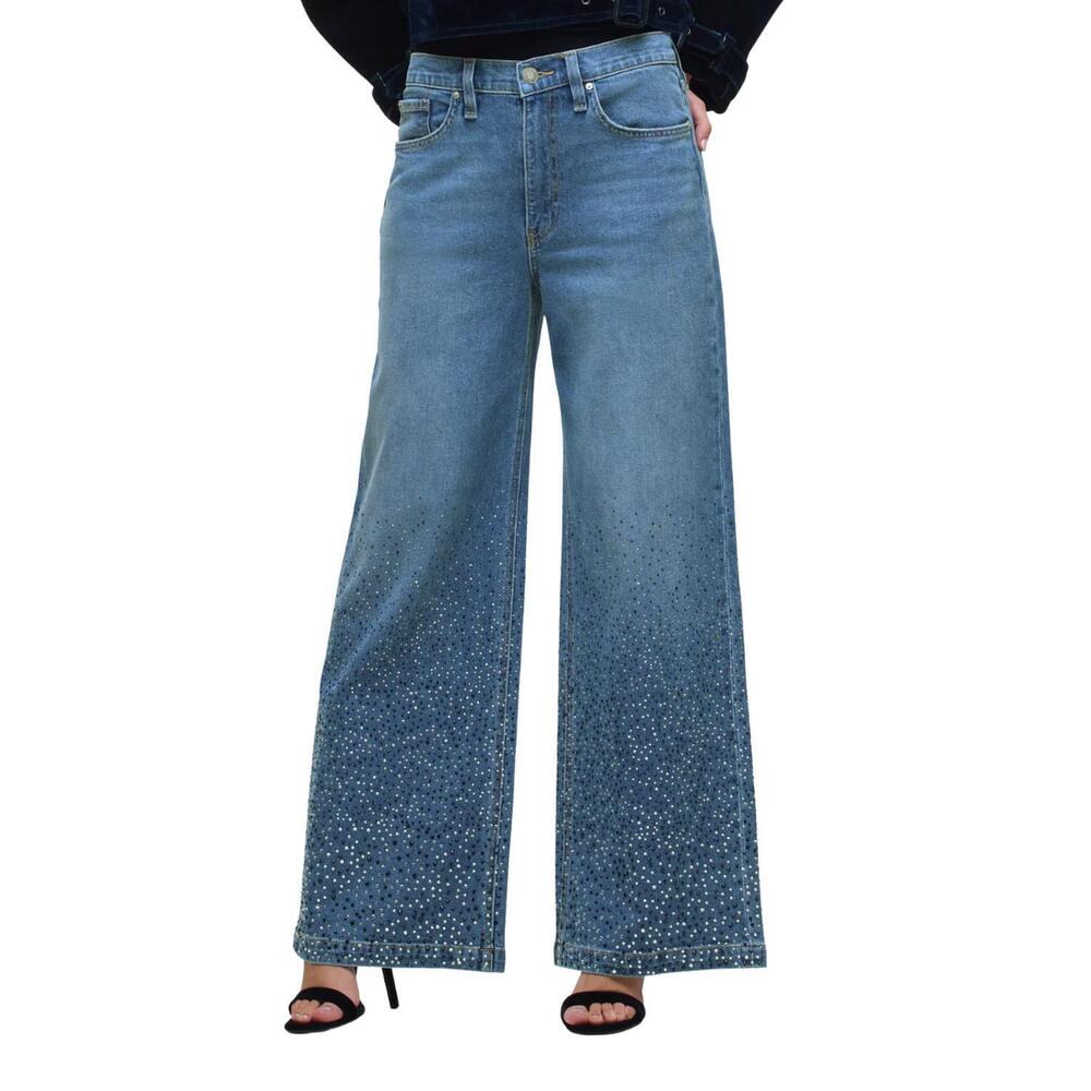 NEW HUDSON jodie loose wide leg jean with stud in crystal blue